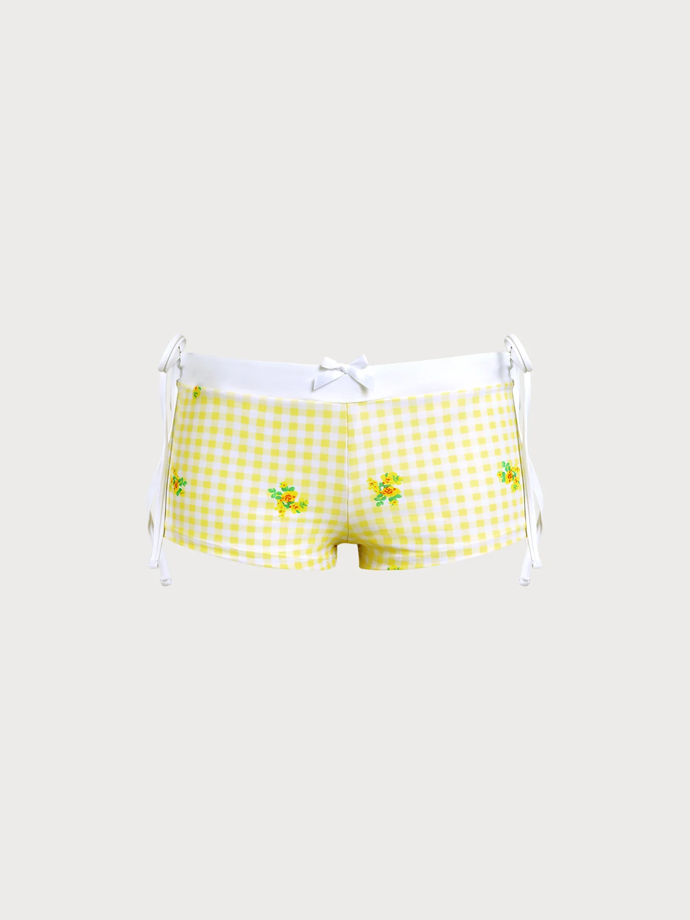 Yellow Floral Plaid Bikini Three-Piece Set - Image 14