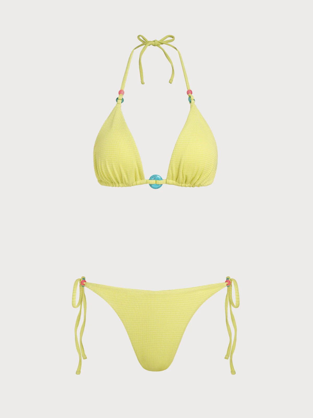 Yellow Fun Contrast Beaded Bikini Set - Image 6