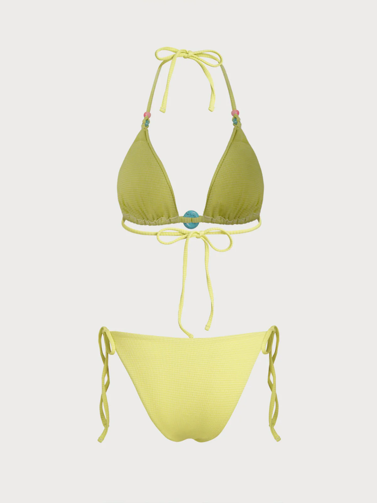 Yellow Fun Contrast Beaded Bikini Set - Image 7