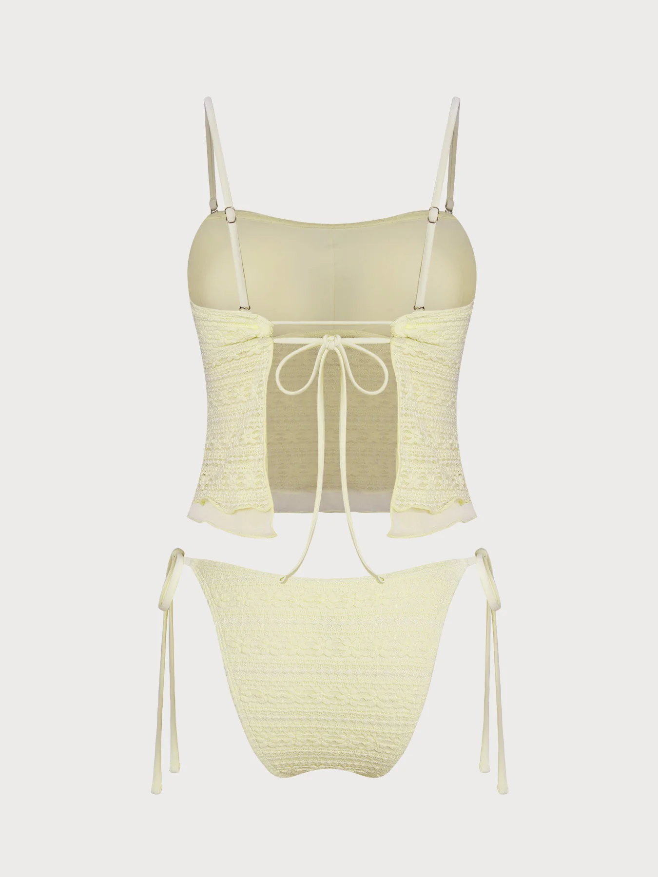 Yellow Lace Sheer Tankini Set - Image 8