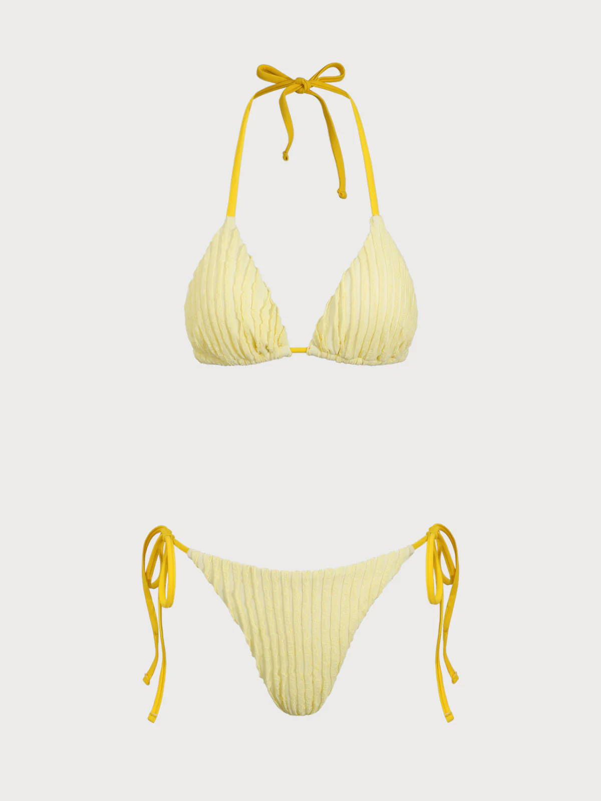 Yellow Polyester Pin-up Bikini Set - Image 8