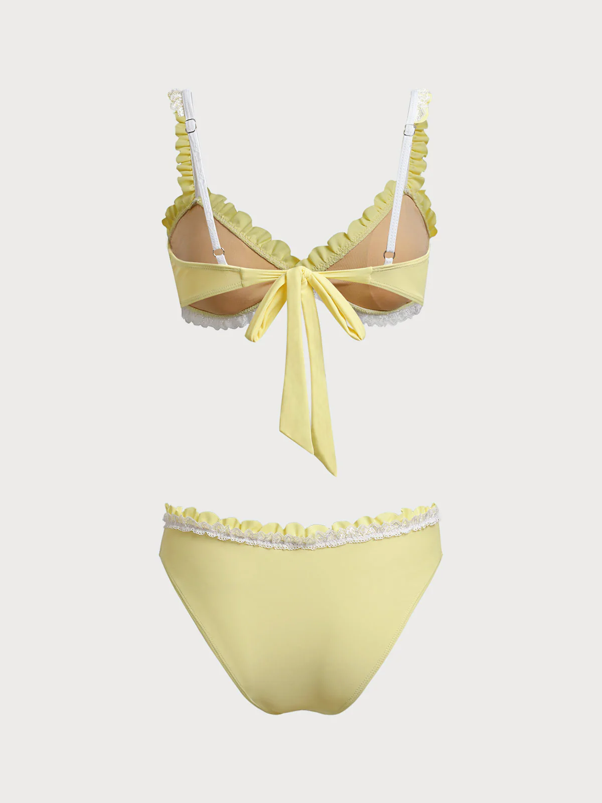 Yellow Ruffled Contrast Bikini Set - Image 7