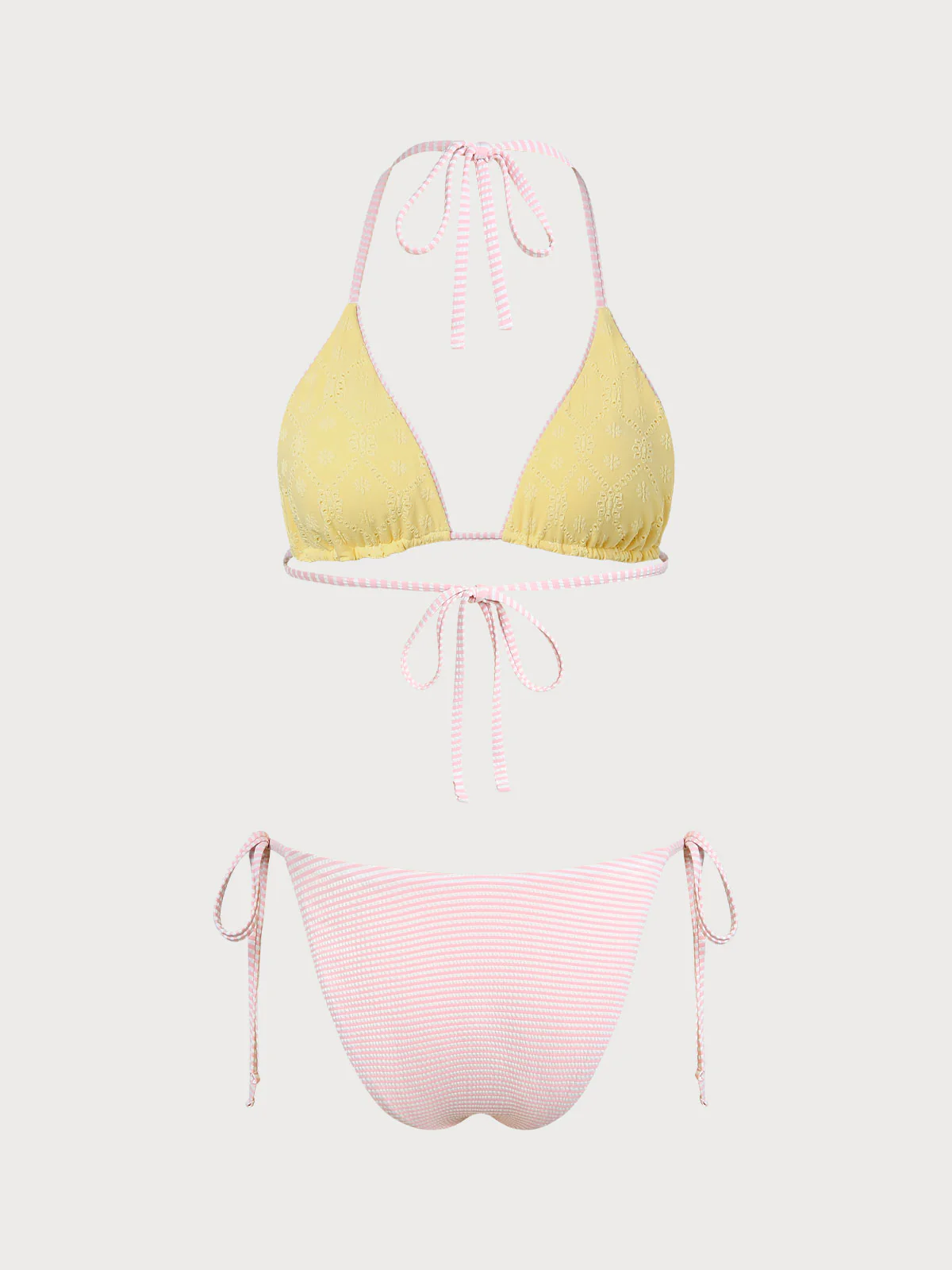 Yellow Striped Reversible Bikini Set - Image 9