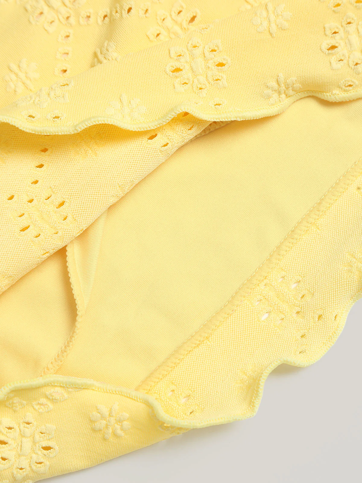 Yellow Wave Cut Tie Front Tankini Set - Image 10