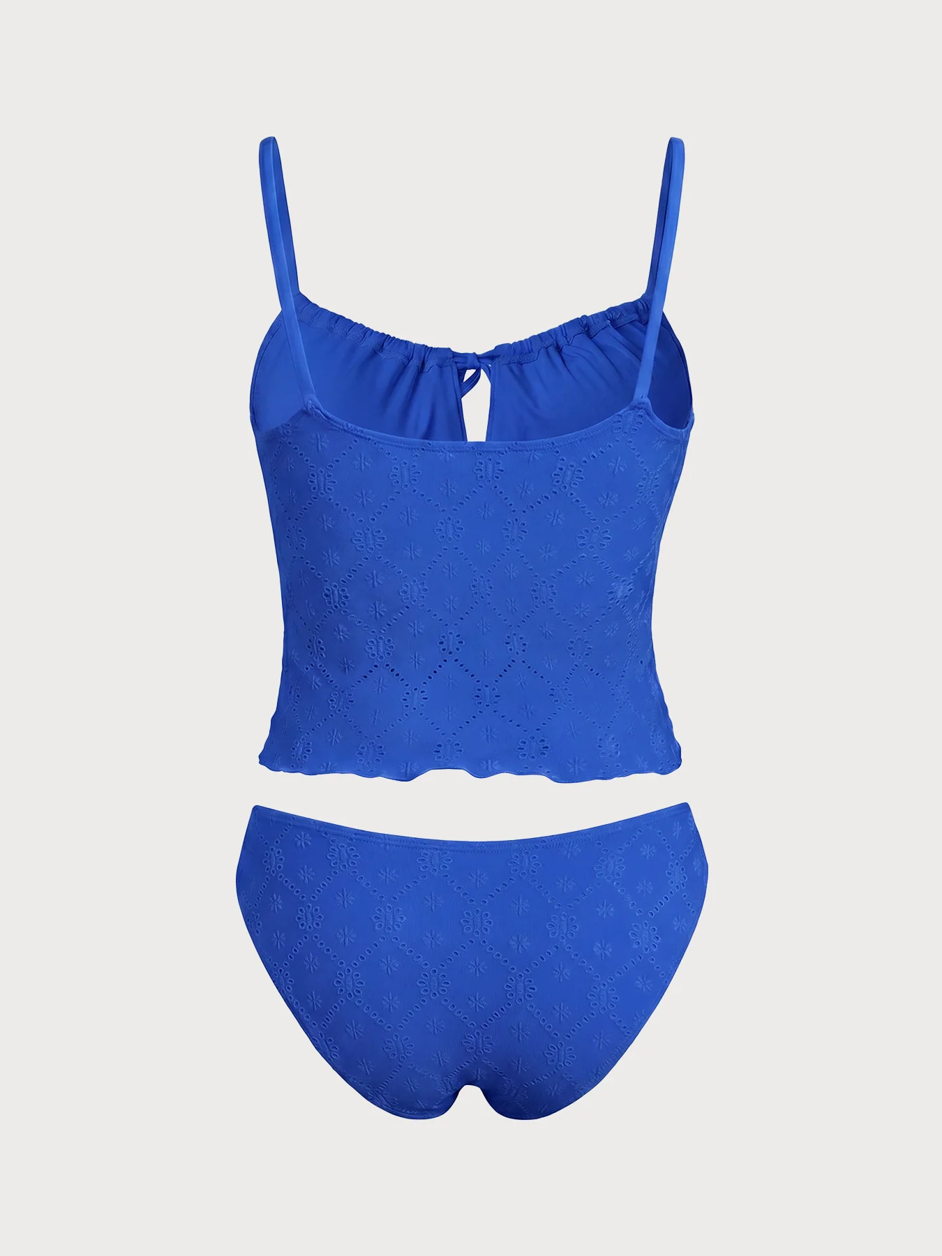 Yellow Wave Cut Tie Front Tankini Set - Image 16